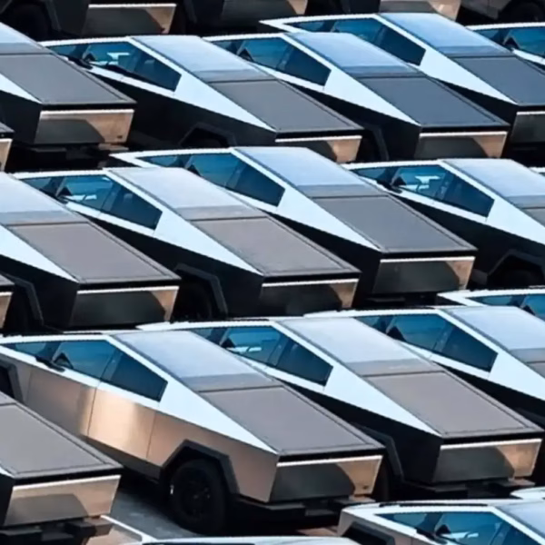 tesla cybertrucks parked