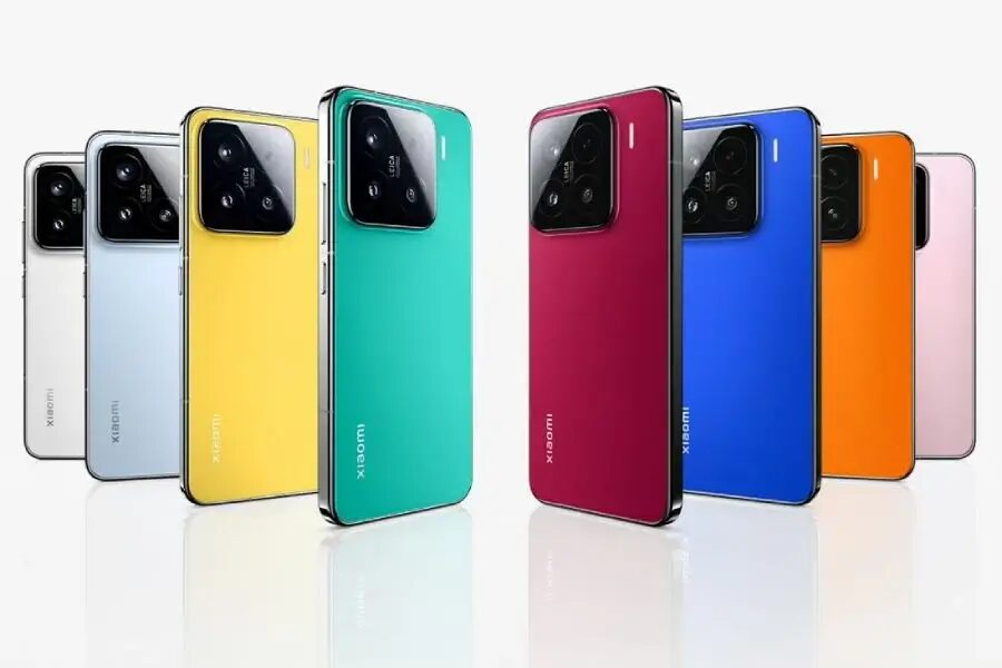 Различные цвета смартфонов Xiaomi 15 и 15 Pro с крупными камерами сзади