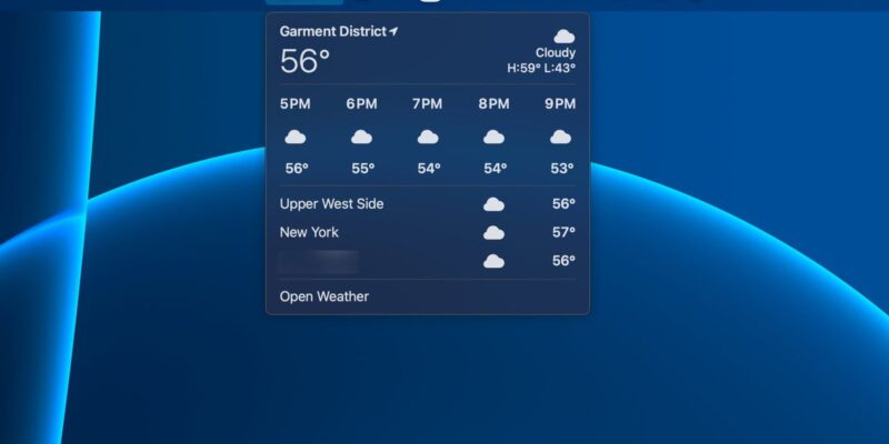 В macOS Sequoia 15.2 Beta появился виджет погоды в меню (macos sequoia weather menu bar)