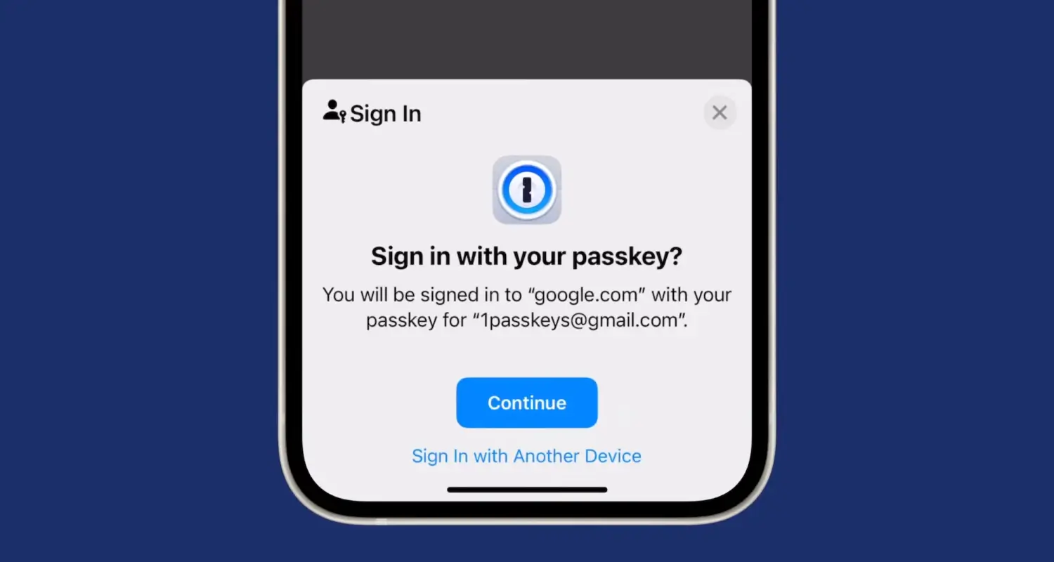Более 200 компаний внедрили поддержку Passkey в своих приложениях и на сайтах 1 passkeys 1password ios 17.png