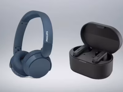 Беспроводные TWS-наушники Philips с зарядным футляром и регулировками на корпусе
