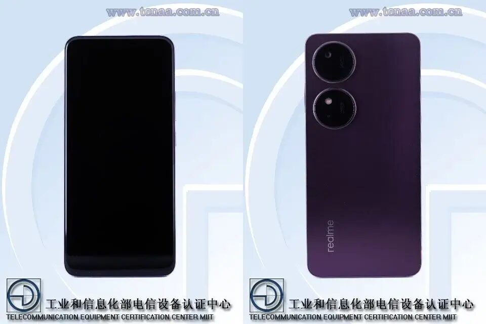 Смартфон Realme RMX3942 спереди и сзади