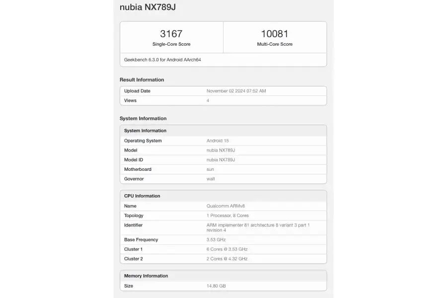 Red Magic 10 Pro прошел тестирование в Geekbench 4 red magic 10 pro geekbench