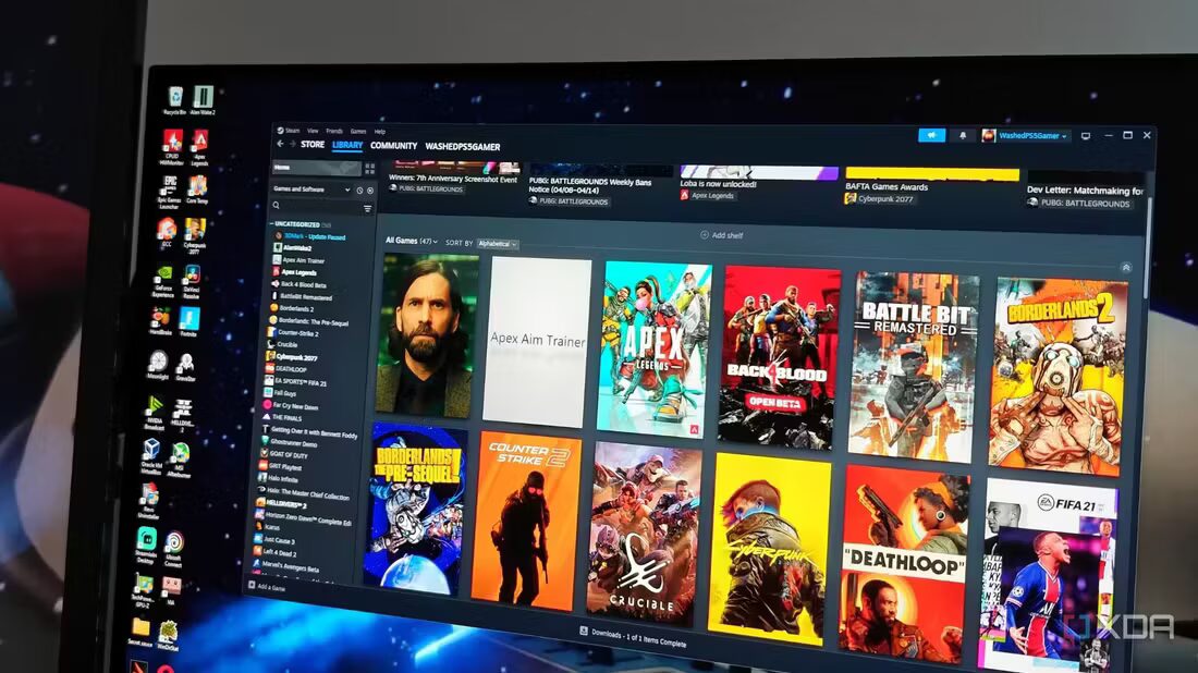steam on a gaming monitor