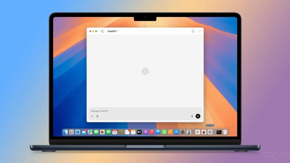 Экранированный экран ноутбука MacBook с интерфейсом ChatGPT