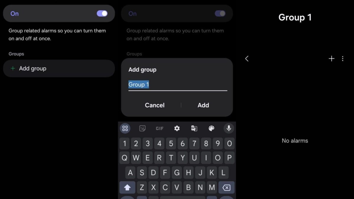 samsung clock one ui 7 alarm groups 3