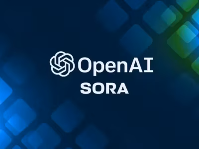 Логотип OpenAI и название SORA на синем фоне