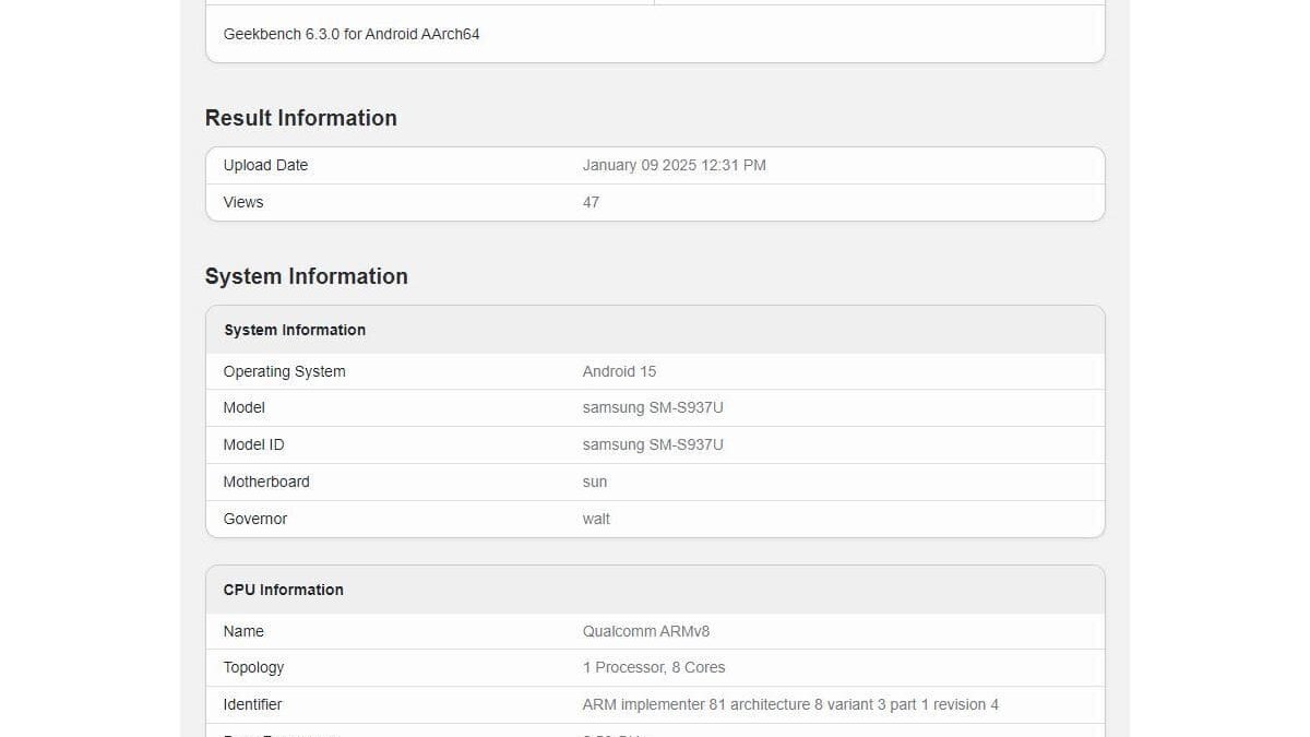 Samsung Galaxy S25 Slim прошёл тестирование в Geekbench 3 gsmarena 001 10