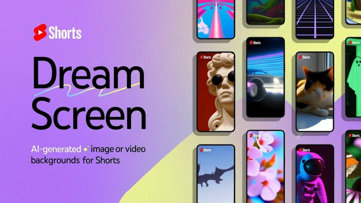 Образцы видео и изображений для YouTube Dream Screen на фоне градиента и показанных смартфонов
