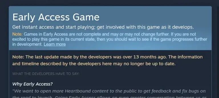 Steam предупреждает пользователей об отсутствии обновлений игр в раннем доступе 3 Steam