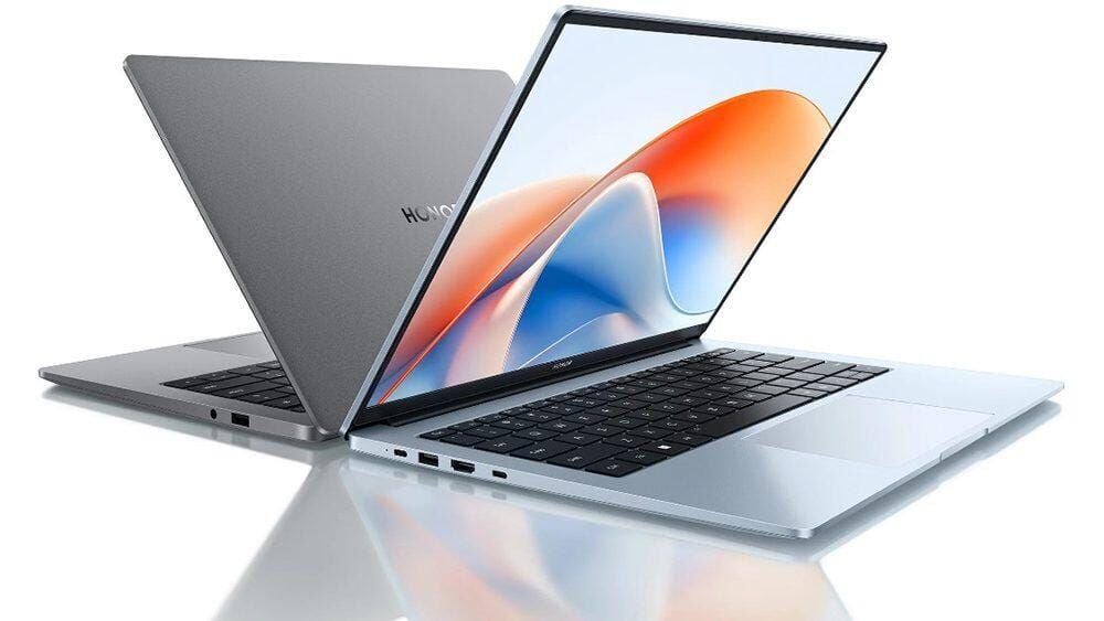 Ноутбук Honor MagicBook X14 с открытым дисплеем и клавиатурой