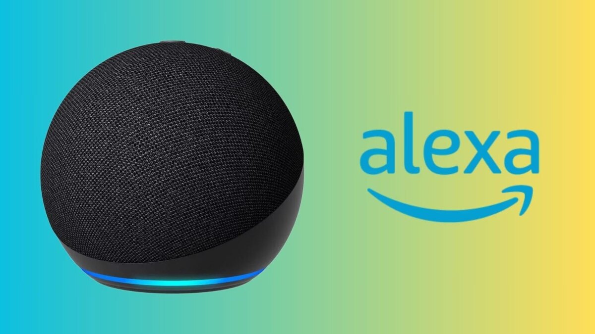 Улучшенная умная колонка Alexa с круглым дизайном и синим подсветкой в нижней части