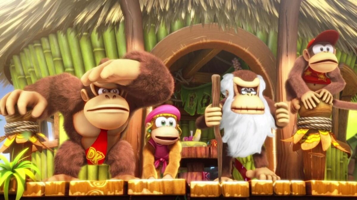 Геймплей героев Donkey Kong на сцене Nintendo Switch