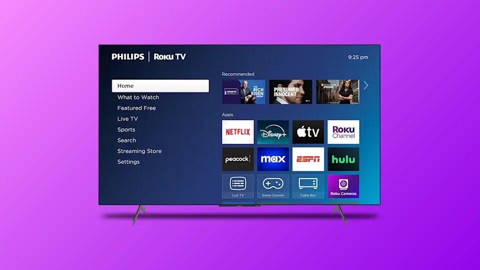 умный телевизор Philips Roku TV с меню и приложениями