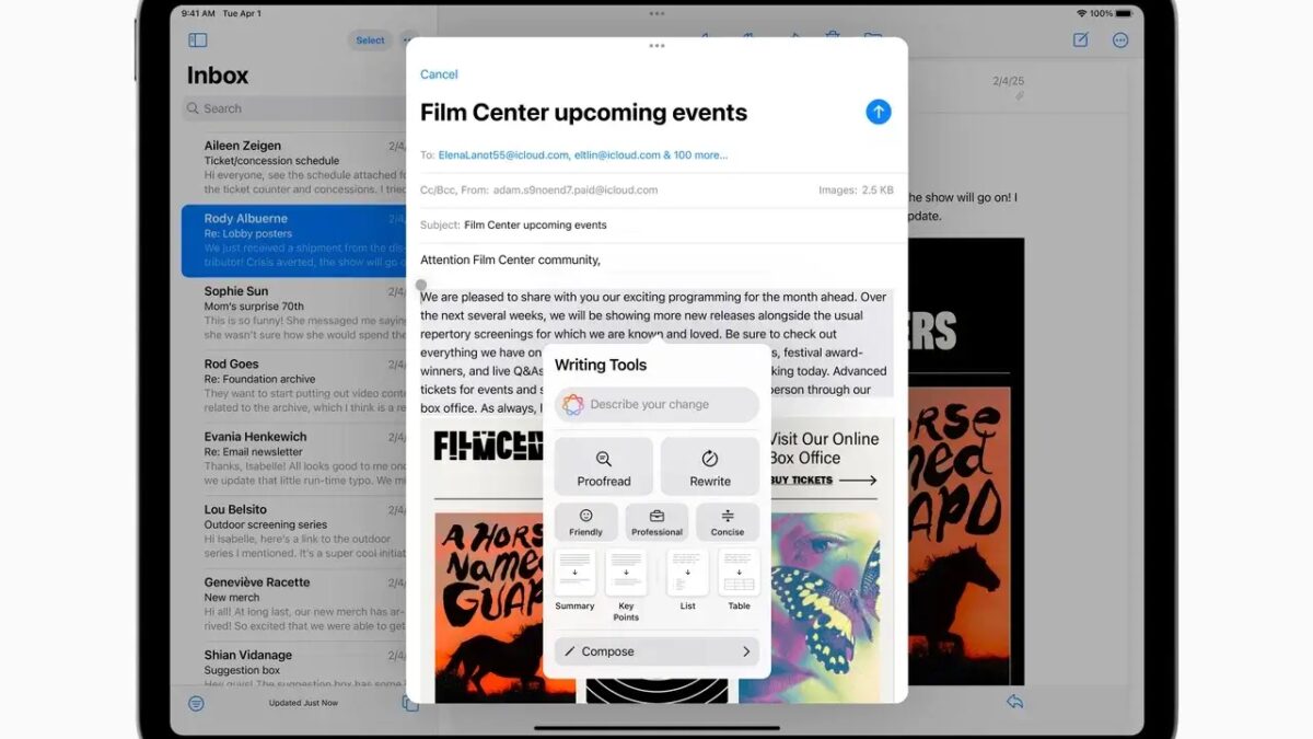 apple ipad air apple intelligence writing tools 250304