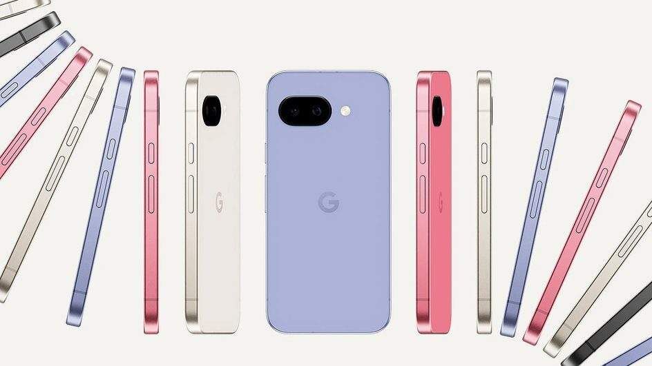 Google Pixel 7a в нескольких цветах, вид сзади и сбоку