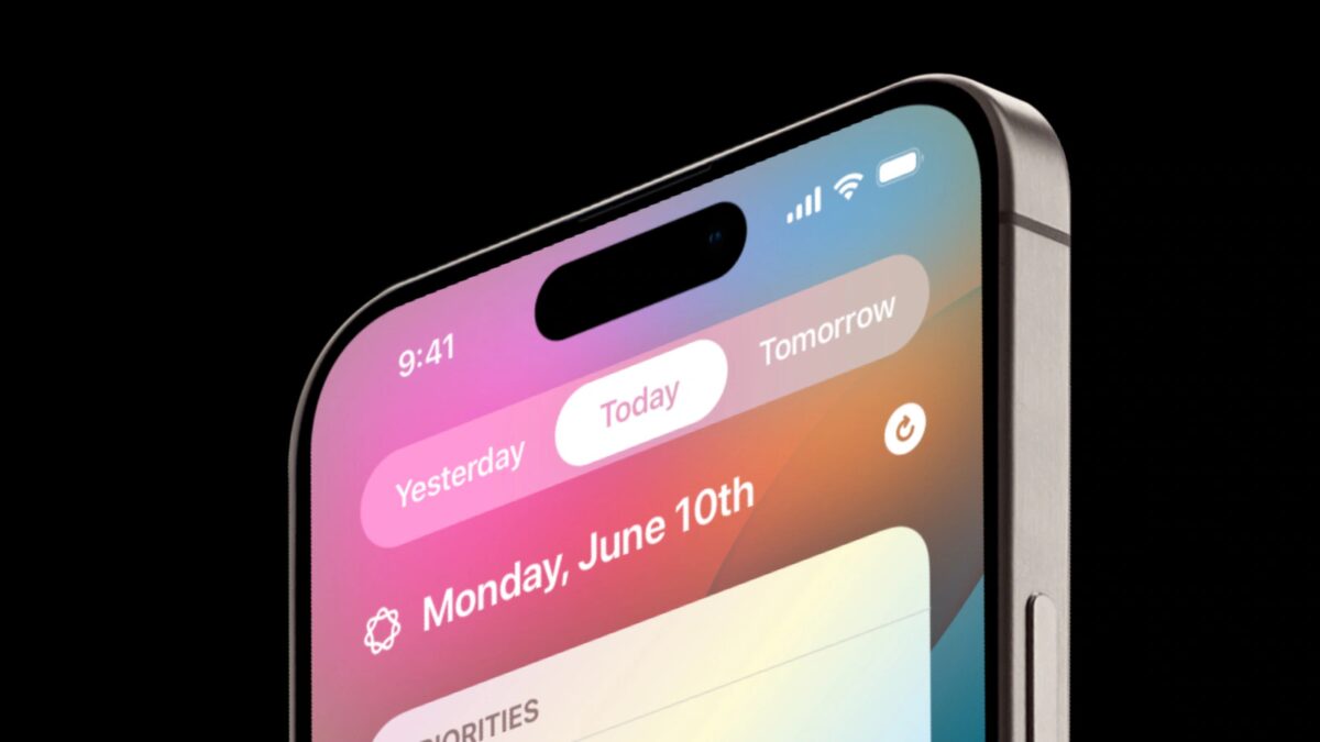 Блок интерфейса iOS 19 на современном смартфоне