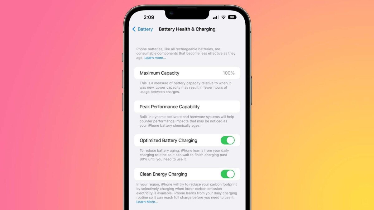 Apple активирует «экологичную зарядку» на демонстрационных iPhone в магазинах 3 clean energy charging ios 16 1