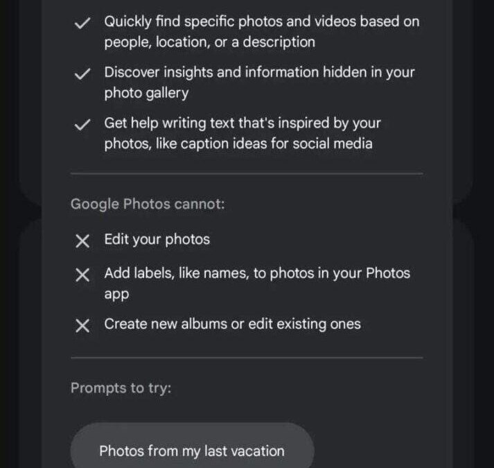 Gemini получил интеграцию с Google Photos: поиск воспоминаний голосом 3 google gemini android app google photos integration description