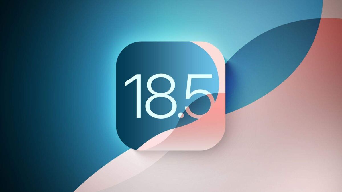 Иконка обновления iOS 18.5 на экране iPhone с закруглёнными углами интерфейса