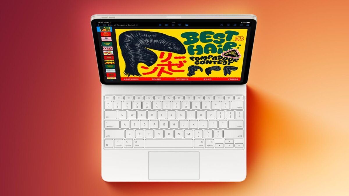Apple MacBook с iPadOS 19 на экране, демонстрация режима Magic Keyboard для iPad Air