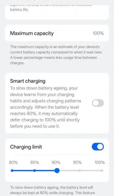 OnePlus 13 первым получил Android 16 Beta 2 с гибкой настройкой зарядки 4 oneplus 13 oxygen os 15 android 16 battery charging limit 1 393w 864h.jpg 1