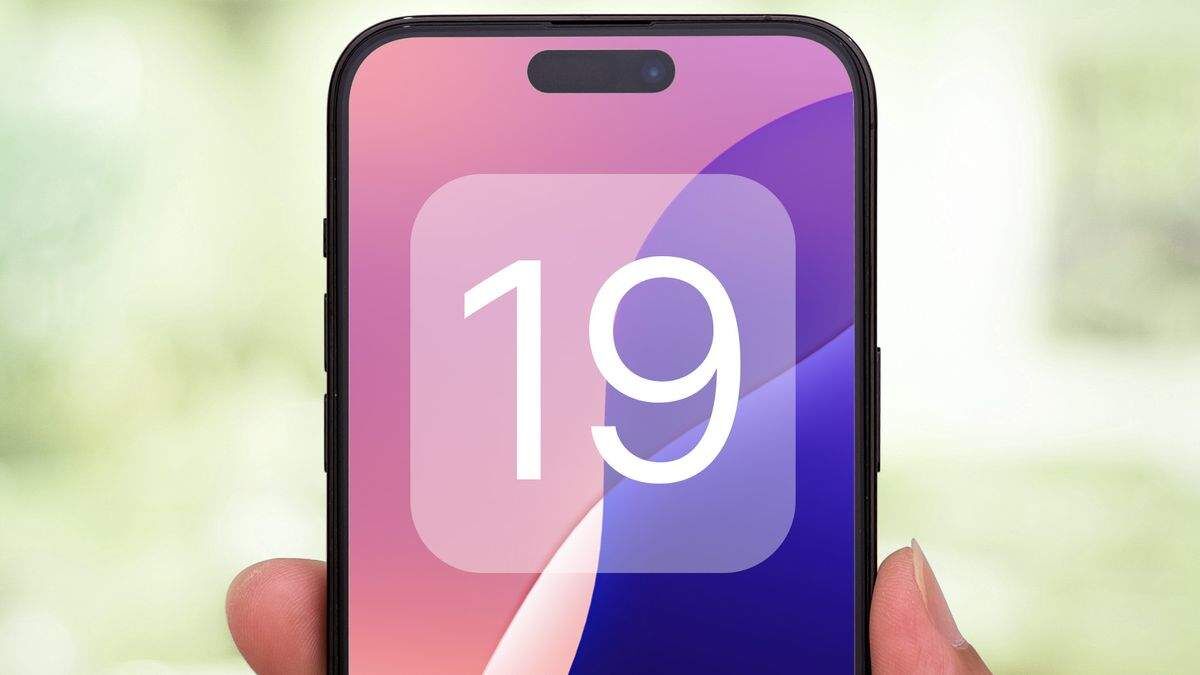 Экран iPhone с изображением номера 19 на фоне градиента