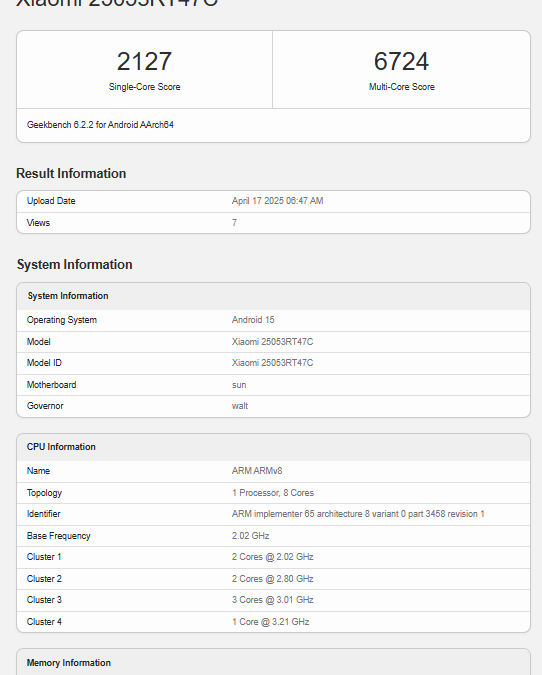 redmi turbo 4 pro geekbench