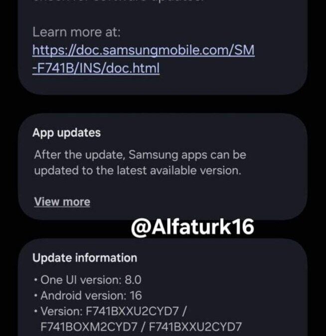 samsung galaxy z flip 6 android 16 one ui 8 sm f741bxxu2cyd7 scaled 1