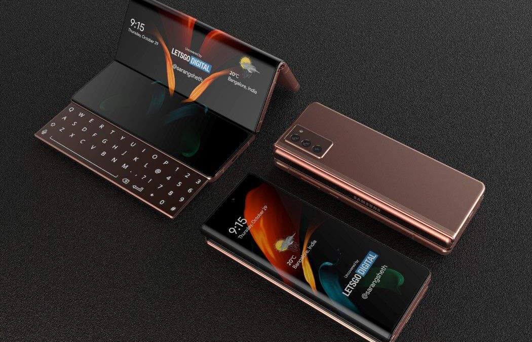 Складной концепт Samsung с четырьмя сгибающимися экранами, смартфон развернут и сложен