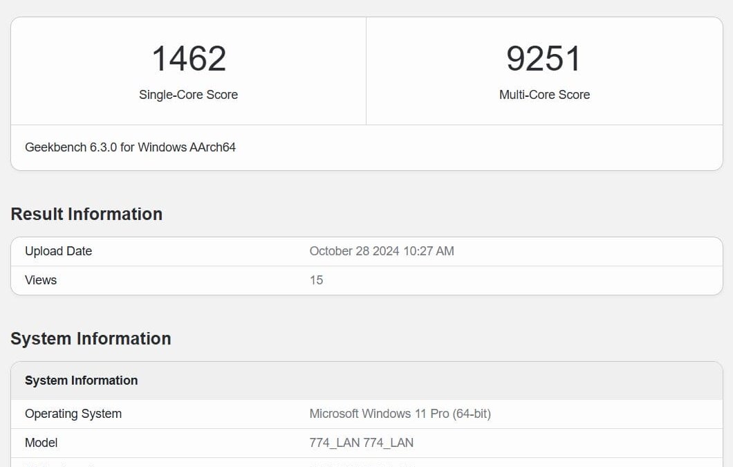 Microsoft готовит компактный Surface с процессором Snapdragon X Plus 3 snapdragon x plus microsoft surface laptop geekbench listing mid.webp