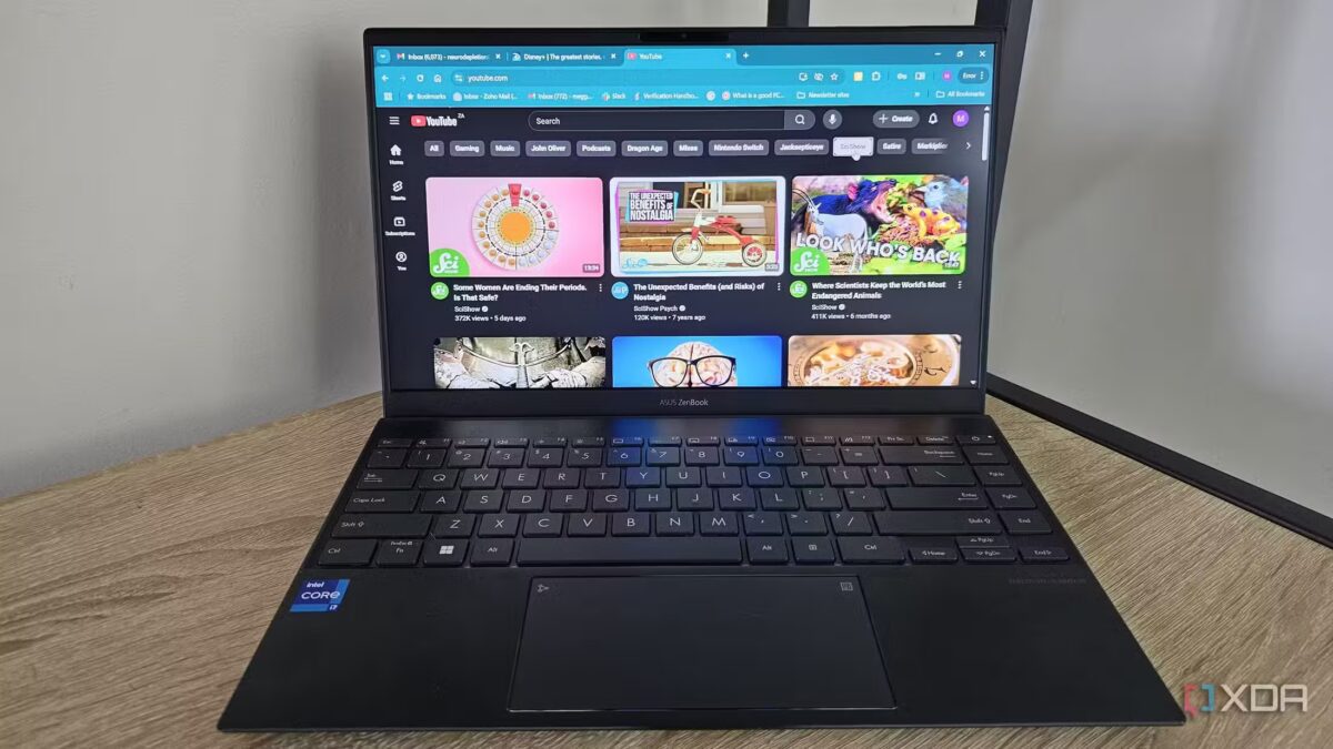 youtube website with recommendations on a laptop