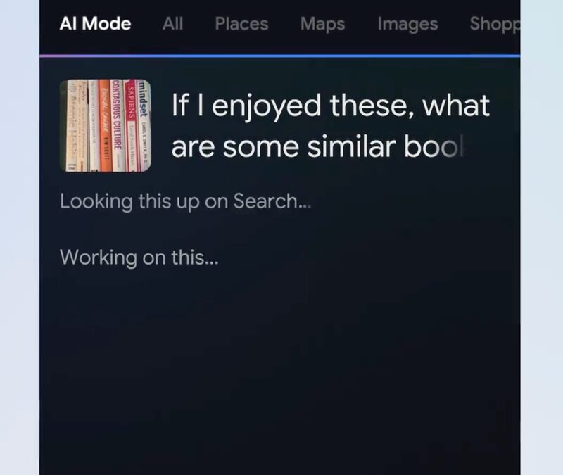 Экран смартфона с интерфейсом поиска Google AI