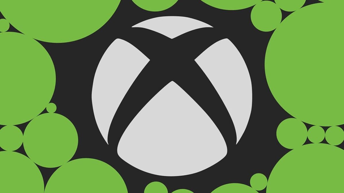 Логотип Xbox на фоне зеленых и серых кругов