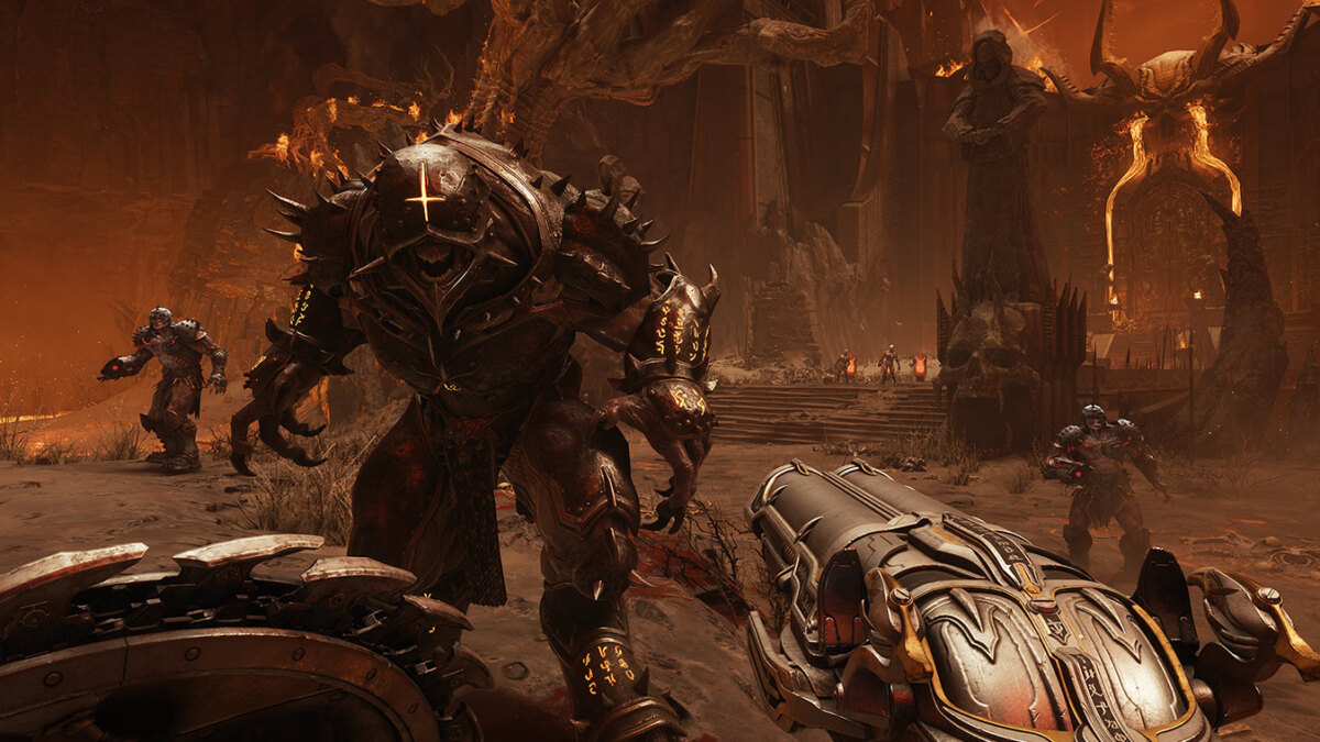 Кровавый демон-воин и оружие в DOOM: The Dark Ages для PlayStation 5