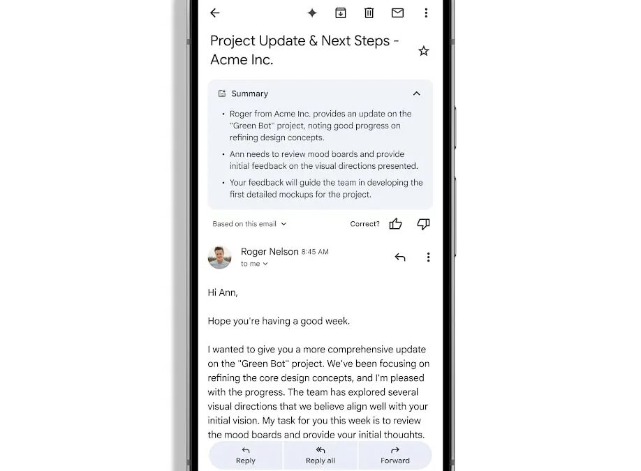 Gmail теперь генерирует краткое содержание писем с Gemini 3 gmail gemini summary card 1.jpg