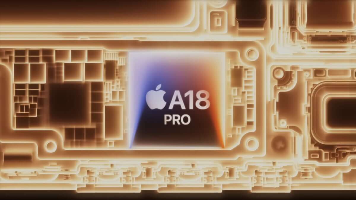 Чип Apple A18 Pro на компьютерной плате крупный план