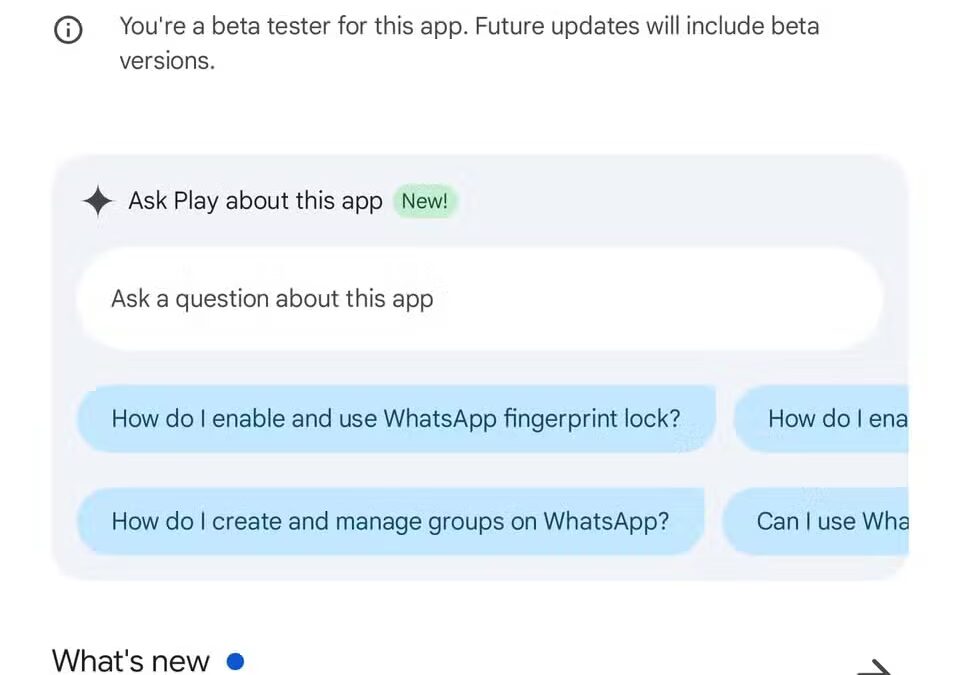 Экран с приложением WhatsApp Messenger Beta на устройстве Android