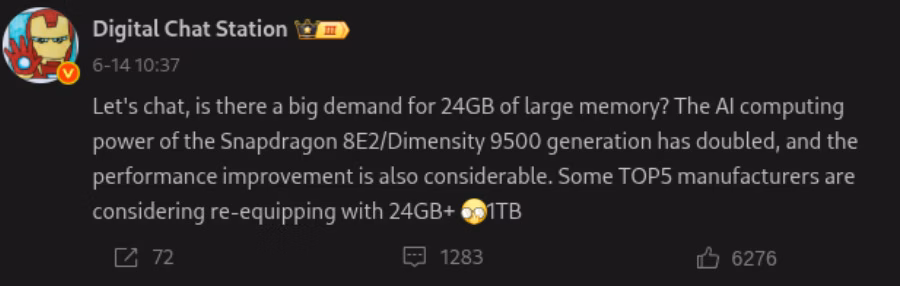 Флагманы с чипами Snapdragon 8 Elite 2 и Dimensity 9500 подорожают — на горизонте 24 ГБ ОЗУ и 1 ТБ памяти 3 24gb ram android flagships 2026