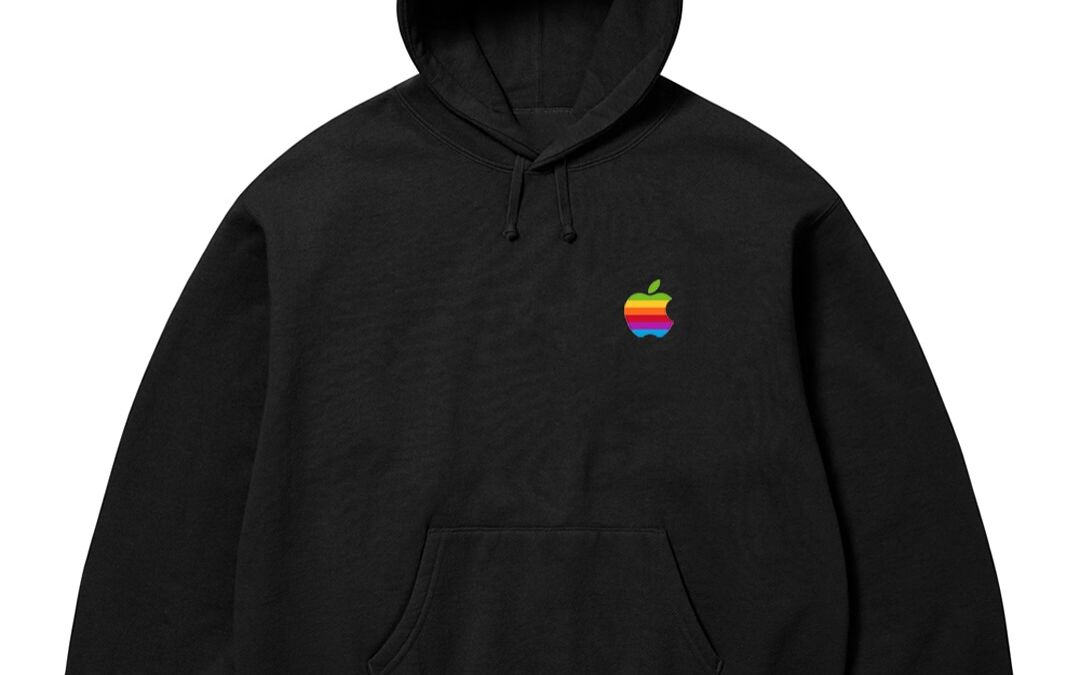 Черная толстовка с разноцветным ретро-логотипом Apple