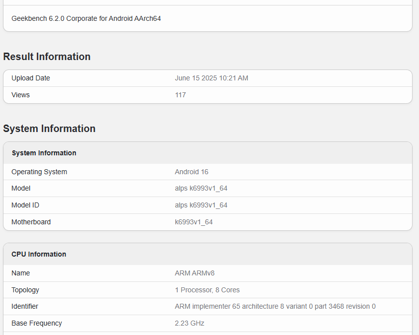 MediaTek Dimensity 9500 засветился в Geekbench 3 dimenisty 9500 geekbench