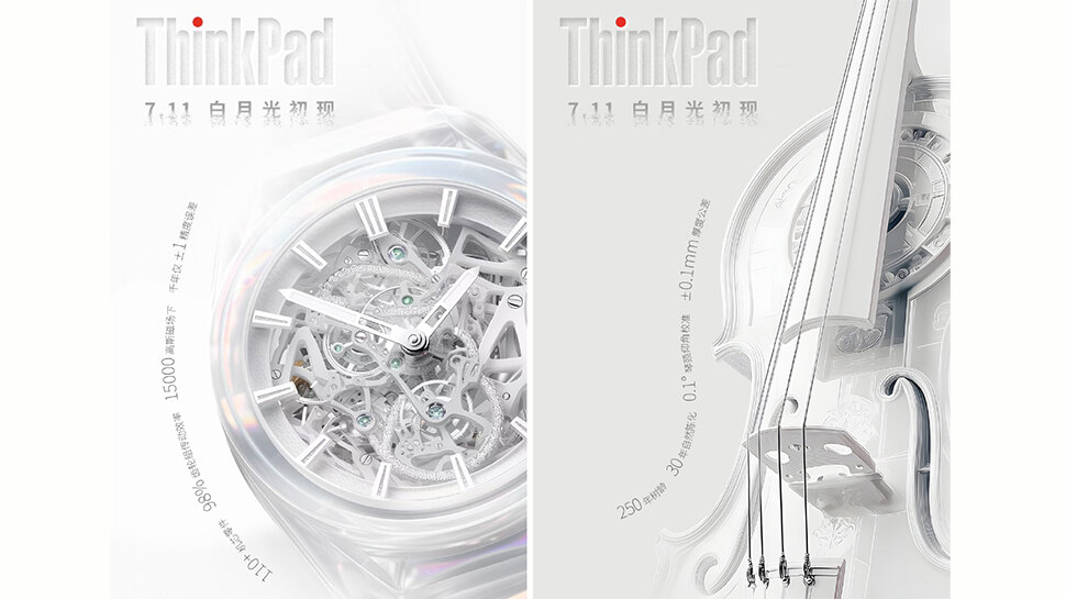 Крупный план белых механизмов и часов на изображении ThinkPad