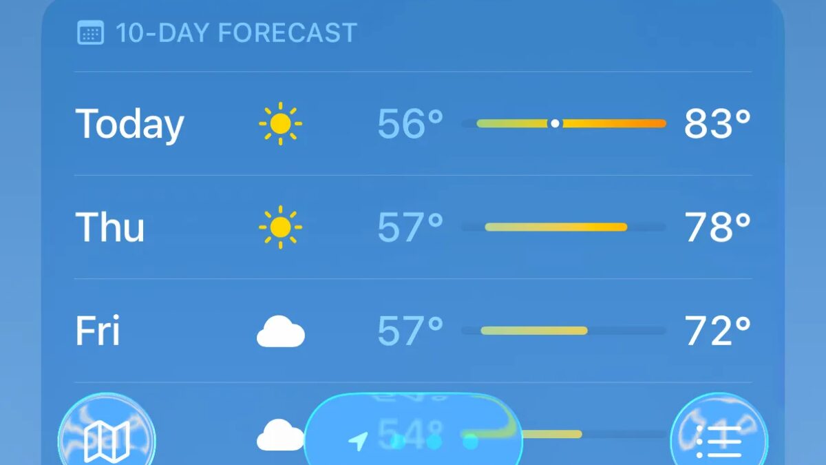 Apple выпустила публичные бета-версии iOS 26, macOS Tahoe 26 и других обновлений 3 weather liquidglass crop.jpg