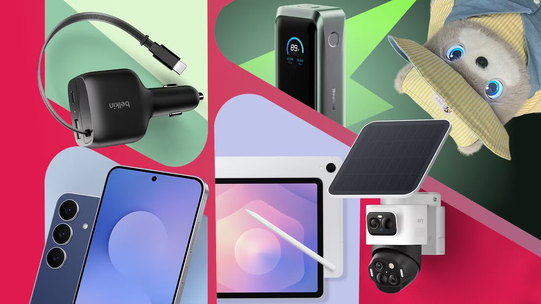 Лучшие новинки IFA 2025: от ИИ-питомцев до защищённых часов 13 collage of modern tech gadgets arranged on a colorful background