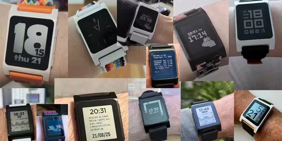 Умные часы Pebble 2 Duo в разных дизайнах с дисплеями и ремешками из обзора коллекции
