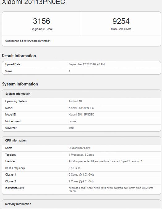 Xiaomi 17 Pro получит универсальный дополнительный экран, серия прошла тесты Geekbench 5 xiaomi 17 geekbench