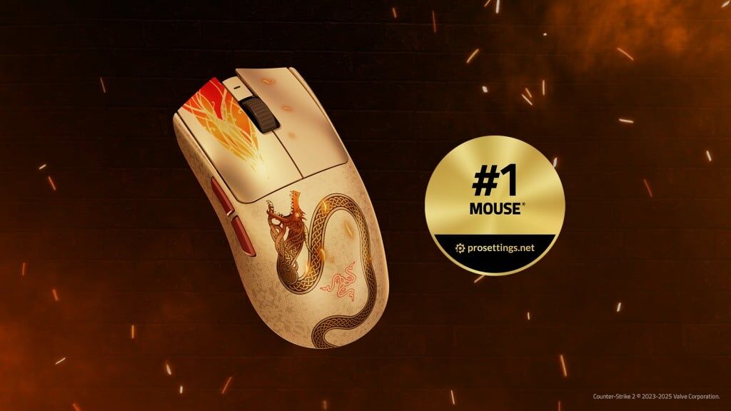 Игровая мышь Razer с дизайном Dragon Lore под углом