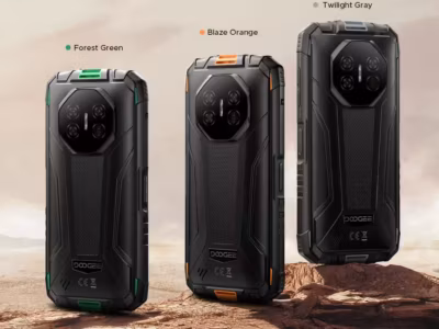 Три смартфона Doogee Fire 5 Pro и Fire 5 Ultra на каменистой поверхности