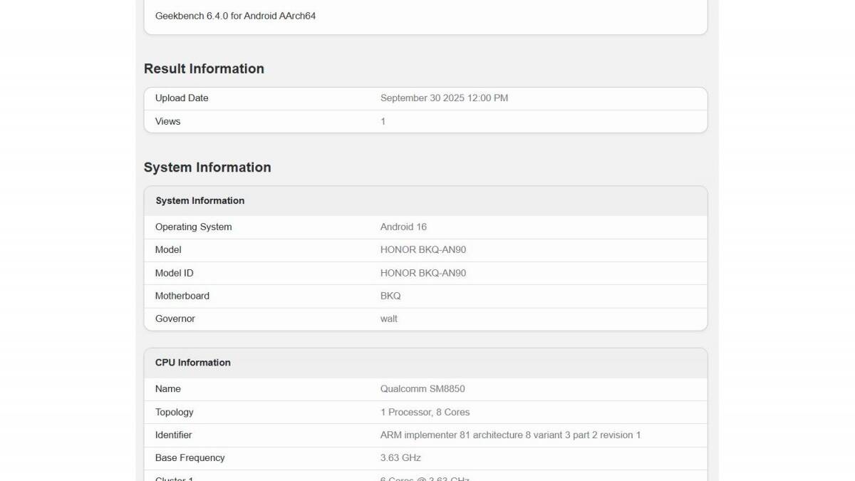 Honor Magic8 Pro засветился в Geekbench с чипом Snapdragon 8 Elite Gen 5 и 16 ГБ ОЗУ 3 gsmarena 001 1