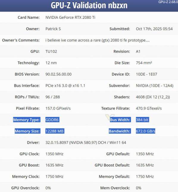 В сети был замечен редкий рабочий прототип GeForce GTX 2080 Ti с 12 ГБ памяти 5 qirtijo2aewmlgpuuiadjsgb1fpe1h4oacbo